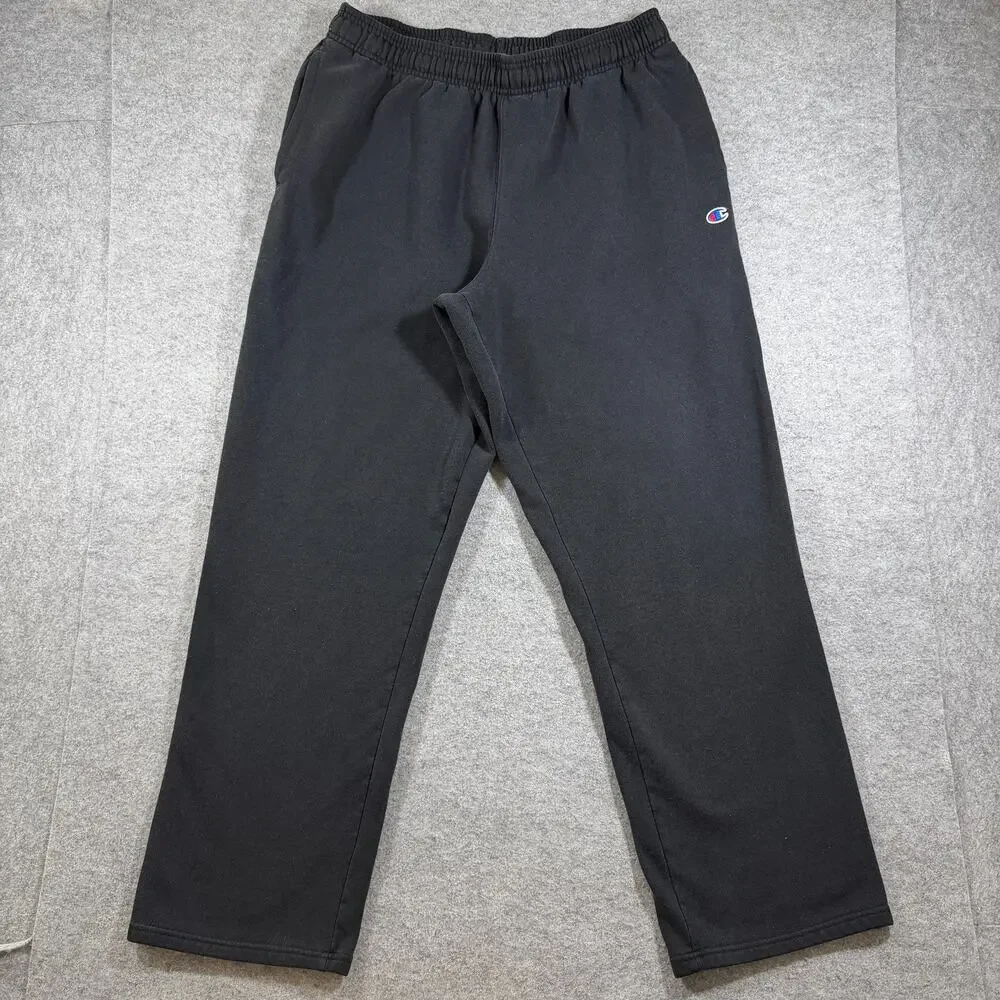 Champion Heavyweight Sweatpants Mens XL Black Embroidered Logo Lounge Drawstring